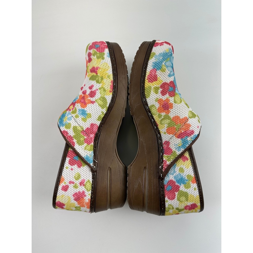 Sanita Floral Clog Slip On Mesh Vegan White Pink Blue Green Yellow Women 40 US 9 - Picture 8 of 11